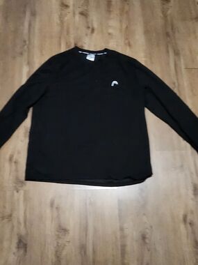 Head Black Long-Sleeve Crew with Small White Chest Logo